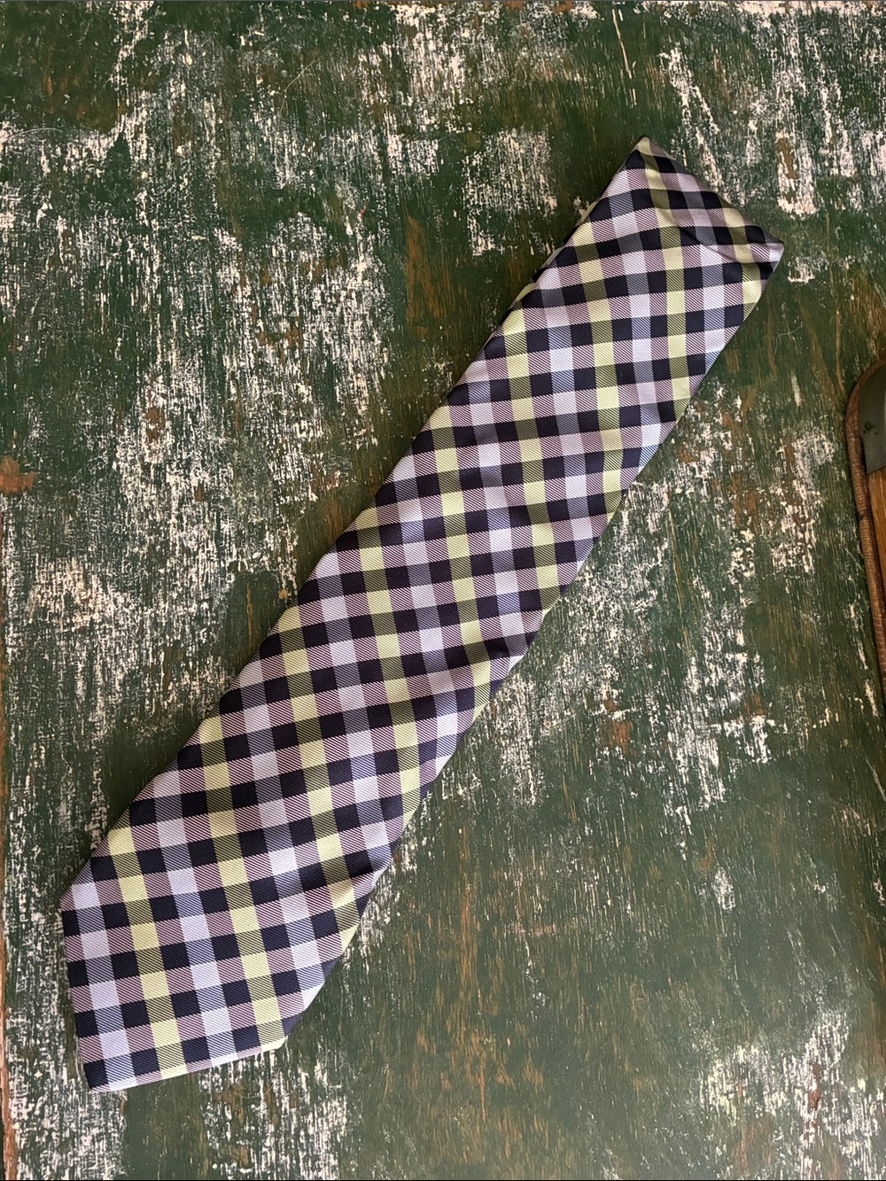 Daniel Cremieux Blue and Light Green Gingham Tie